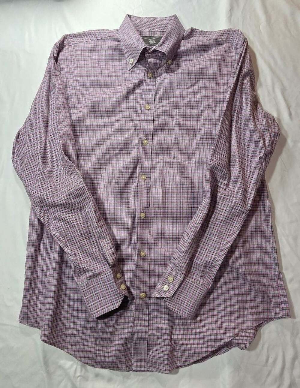 Maker & Company Dress Shirt Size L Plaid Long Sleeve 100% Cotton